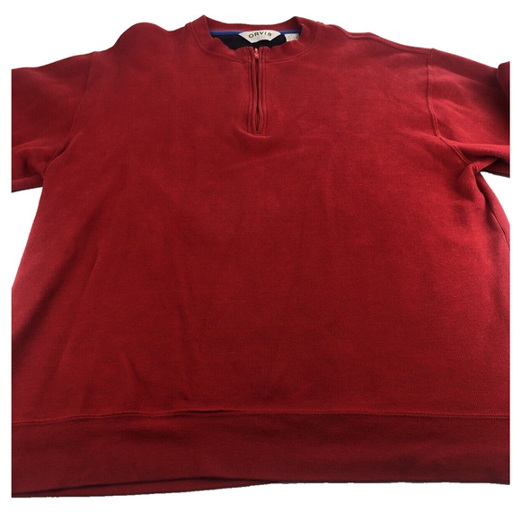 Orvis Men's Shirt Long Sleeve Pullover 1/4 Zip Sweater Red Heavyweight Large - Picture 5 of 15